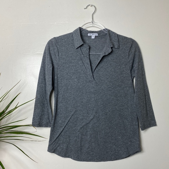 James Perse Tops - Standard James Perse 3/4 Sleeve Collared Top James Perse Tops - Standard James Perse 3/4 Sleeve Collared Top